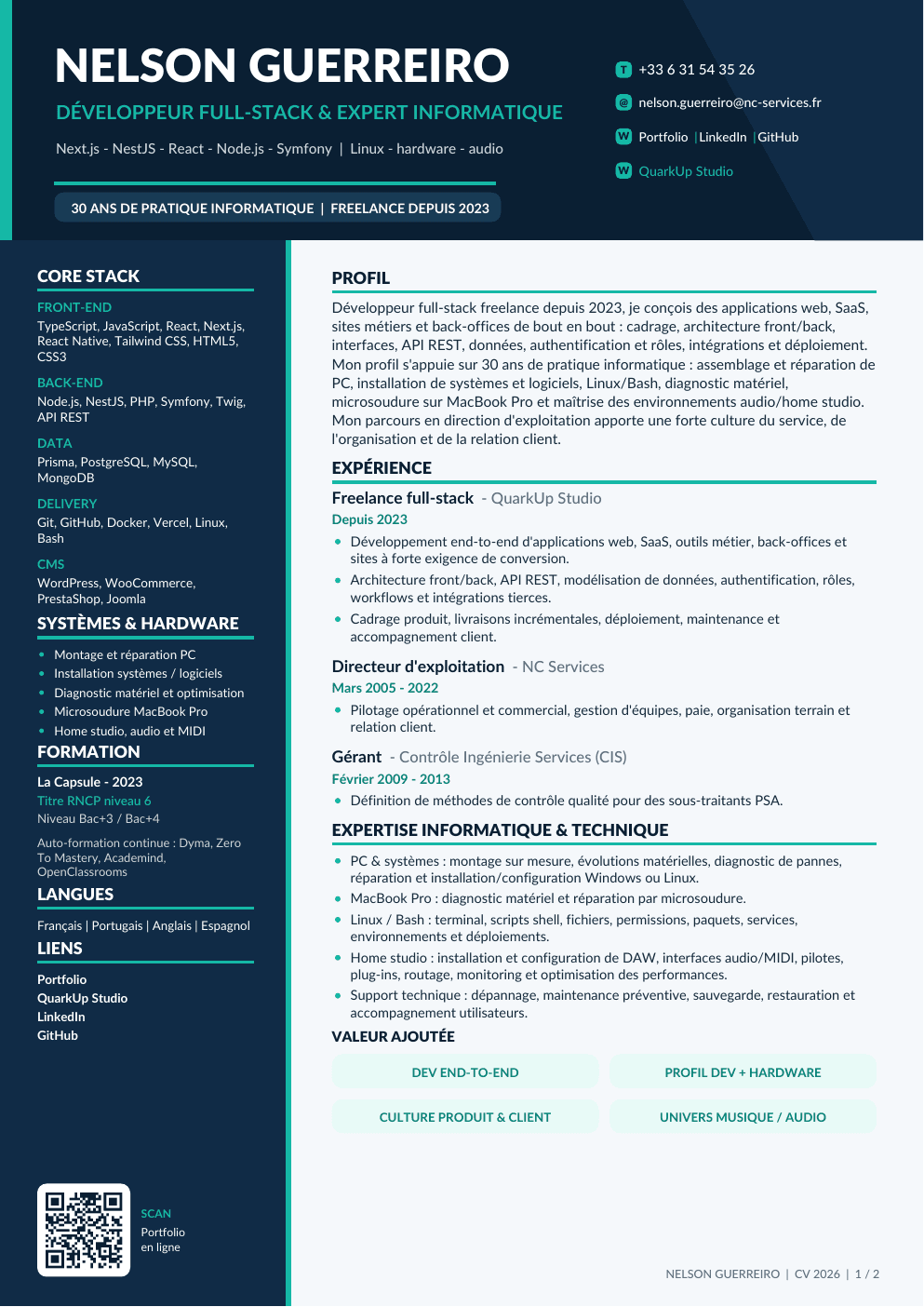 Aperçu du CV complet 2026