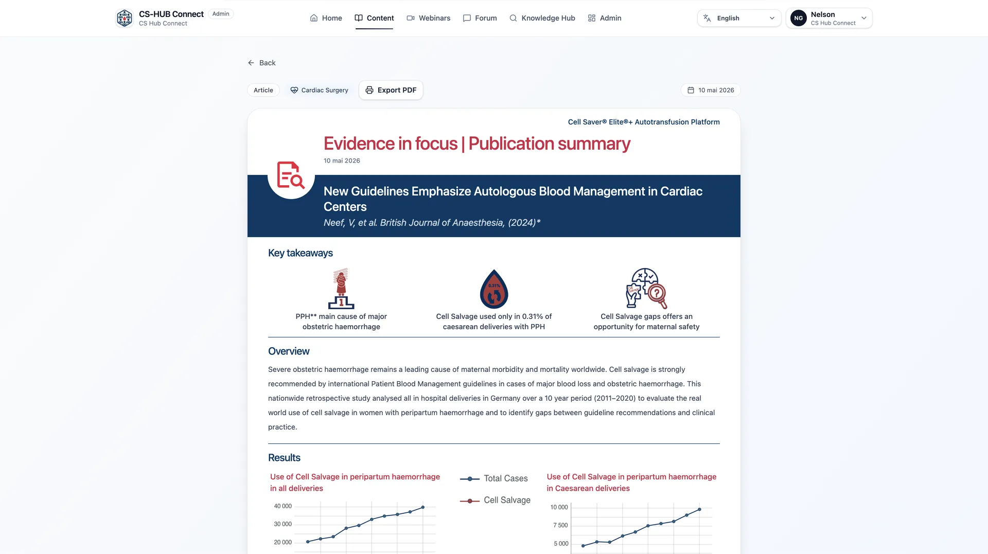 CS Hub — Lecture d’une publication et export PDF