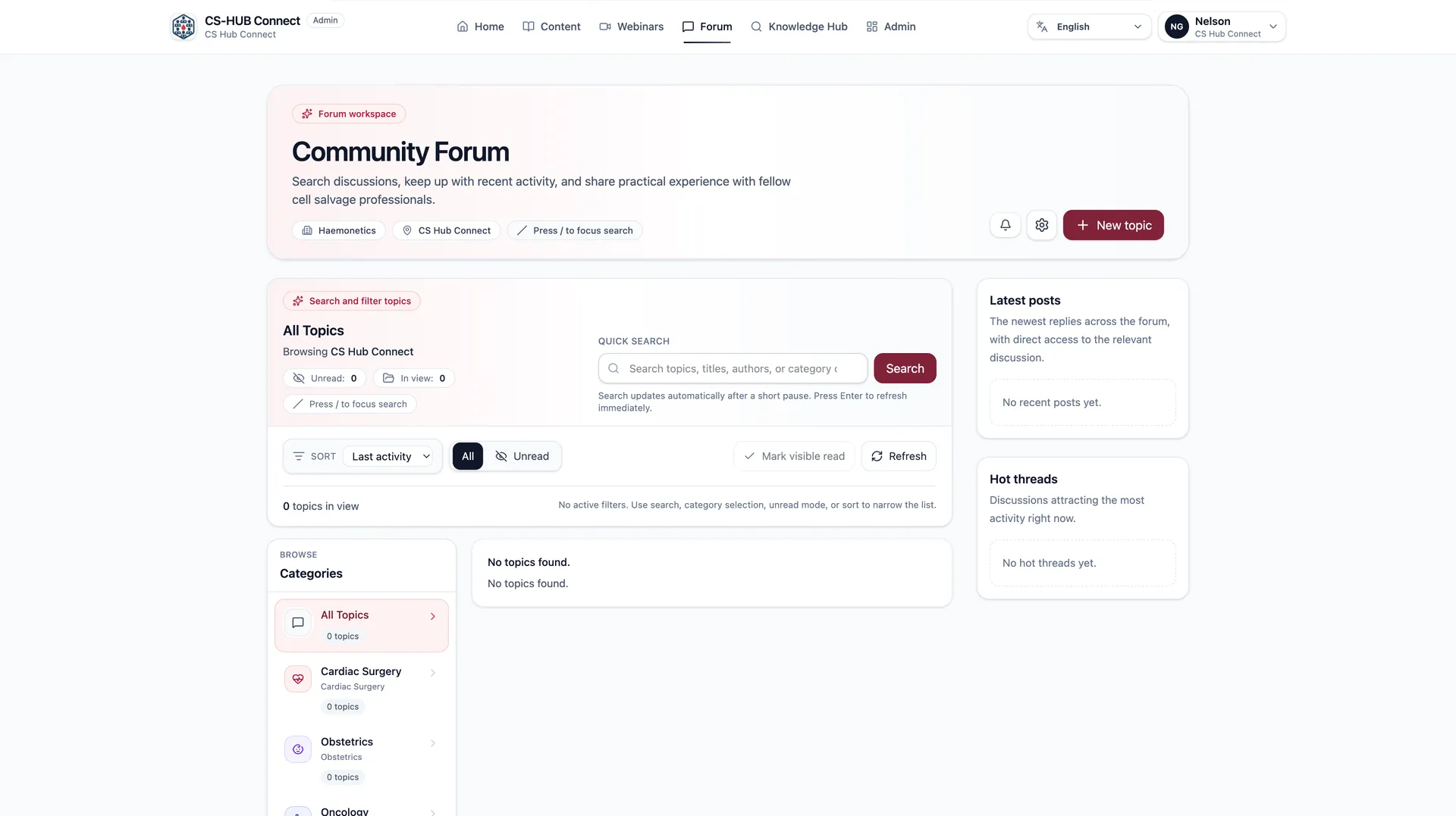 CS Hub — Forum communautaire organisé par spécialité