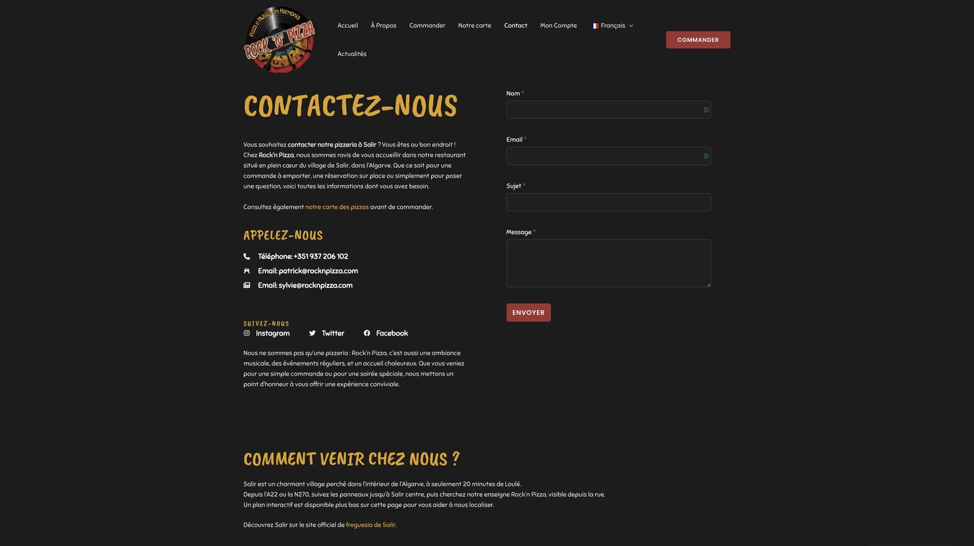 Rock’n Pizza — Contact, réservation et informations pratiques